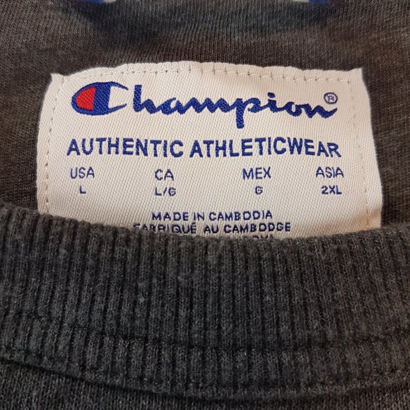 CHAMPION Sweatshirt Unisex Large US L Champion Crewneck Sweatshirt Gray Grey - Picture 2 of 13